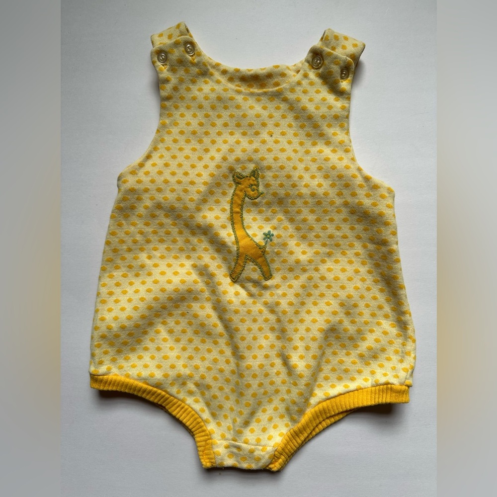 1950s Healthtex Yellow Polkadot Giraffe Romper